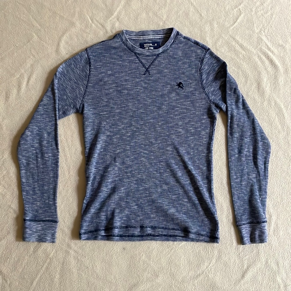 S MENS EXPRESS waffle blue long sleeve
